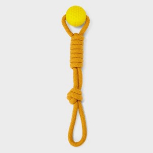 14" Rope with Ball Dog Toy - Boots & Barkley™ Yellow - 1 of 4