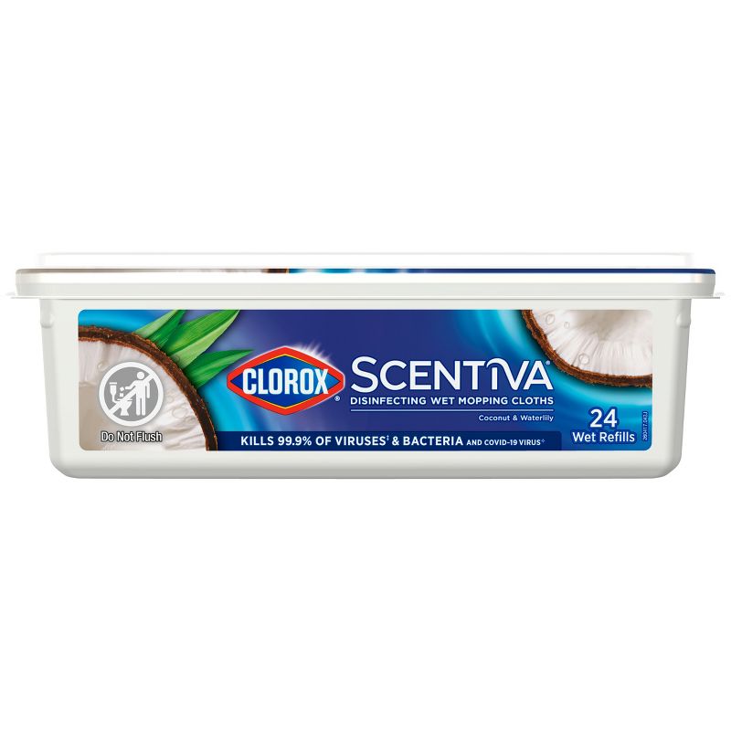 Clorox Scentiva Disinfecting Wet Mopping Cloths - Coconut &#38; Waterlily- 24ct, 3 of 20