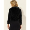 INSPIRE CHIC Women's Cropped Lapel Long Sleeve Fluffy Faux Fur Jackets - 4 of 4