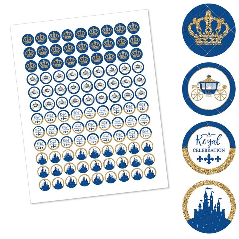 Big Dot of Happiness Royal Prince Charming - Baby Shower or Birthday Party Round Candy Sticker Favors - Labels Fits Chocolate Candy (1 sheet of 108), 2 of 6