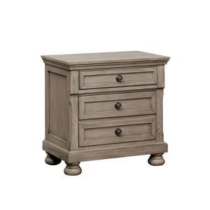 3 Earl Drawer Nightstand Gray - HOMES: Inside + Out: With USB Port, Metal Glides, Wood Veneer, 75lb Capacity - 1 of 4