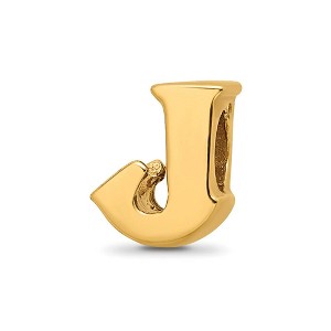 Black Bow Jewelry Letter J Bead Charm in 14k Yellow Gold Plated Sterling Silver - 1 of 4