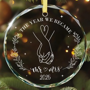 Engagement Gift for Mr&Mrs - 2025 Glass Engagement Ornament for Newly Engaged Couples Bride to Be - 1 of 3