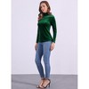 Allegra K Women's Solid Turtleneck Velvet Long Sleeve Work Basic Velour Blouse - 3 of 4