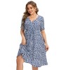 Coolmee Women Summer Midi Dress Plus Size Floral Print Drawstring High Waist Short Sleeve A Line Long Sundress - 2 of 4
