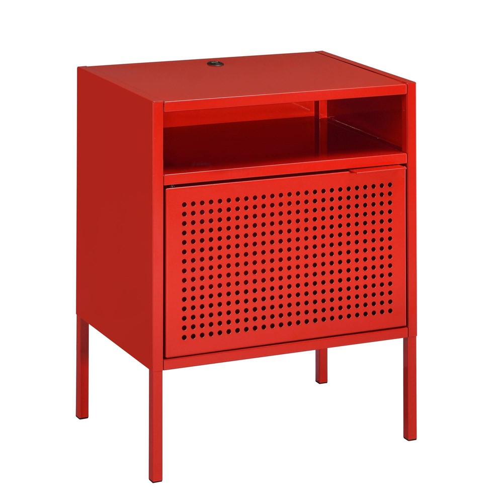 Photos - Storage Сabinet Gemma Nightstand with USB Port Red - Picket House Furnishings: Metal Frame, Open Shelf, Cabinet Storage