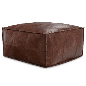 Erving Square Pouf Distressed Brown - WyndenHall - 1 of 4