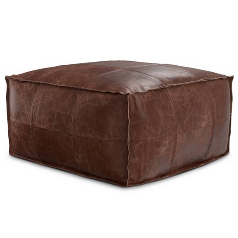 Erving Square Pouf Distressed Brown - WyndenHall - image 1 of 4