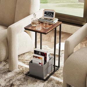 C Shaped End Table, Small Side Tables for Sofa and Bed, Couch Table That Slides Under for Living Room, Bedroom, Home Office, Small Spaces - 1 of 4