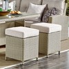 2pk All-Weather Wicker Canaan Outdoor Square Stools with Cushions Brown - Alaterre Furniture: Patio Seating, Resin Frame - 2 of 4