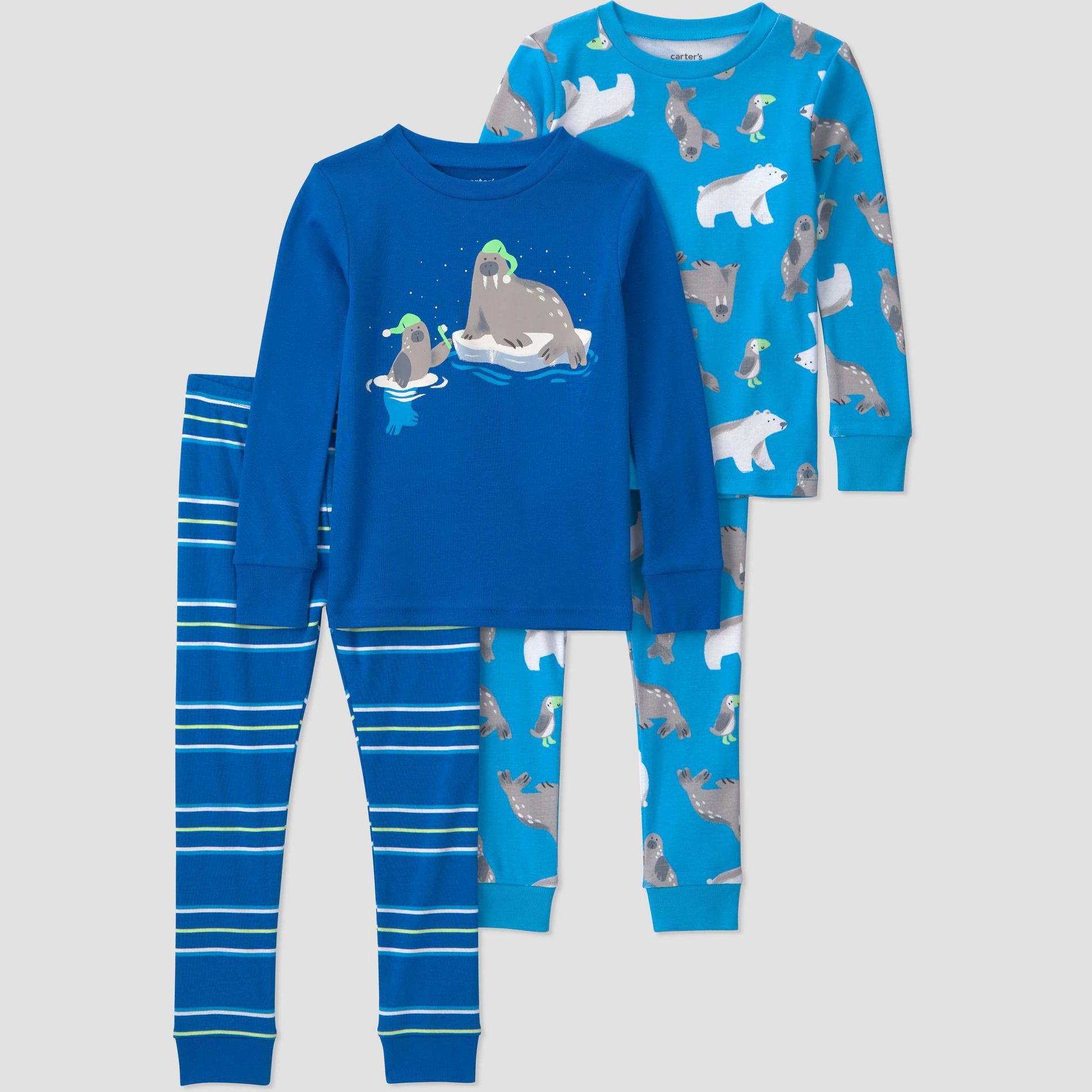 Carter's Just One You® Toddler Boys' 4pc Long Sleeve Cotton Snug Fit Pajama Set