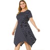 Agnes Orinda Women's Plus Size Polka Dots Wedding Elegant Spring Summer Midi Shirt Dresses - 4 of 4