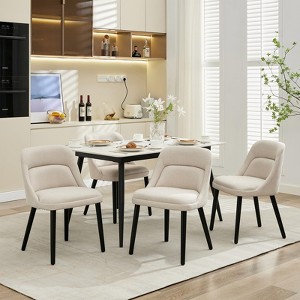 Dining Chairs Set of 2/4/6, Upholstered Linen Fabric Dining Chairs with Wood Legs, Comfortable Sillas para Comedor - 1 of 4