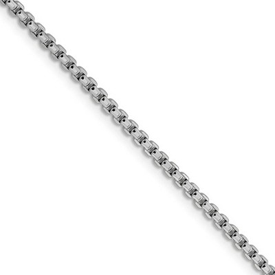 Black Bow Jewelry 2.4mm 14k White Gold Diamond Cut Round Box Chain Necklace