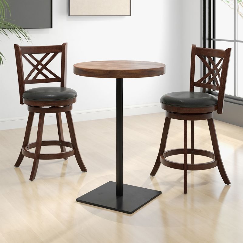 Tangkula 360° Swivel Barstools Set of 4 24" Counter Height Bar Chairs with Back & Footrest, 3 of 11