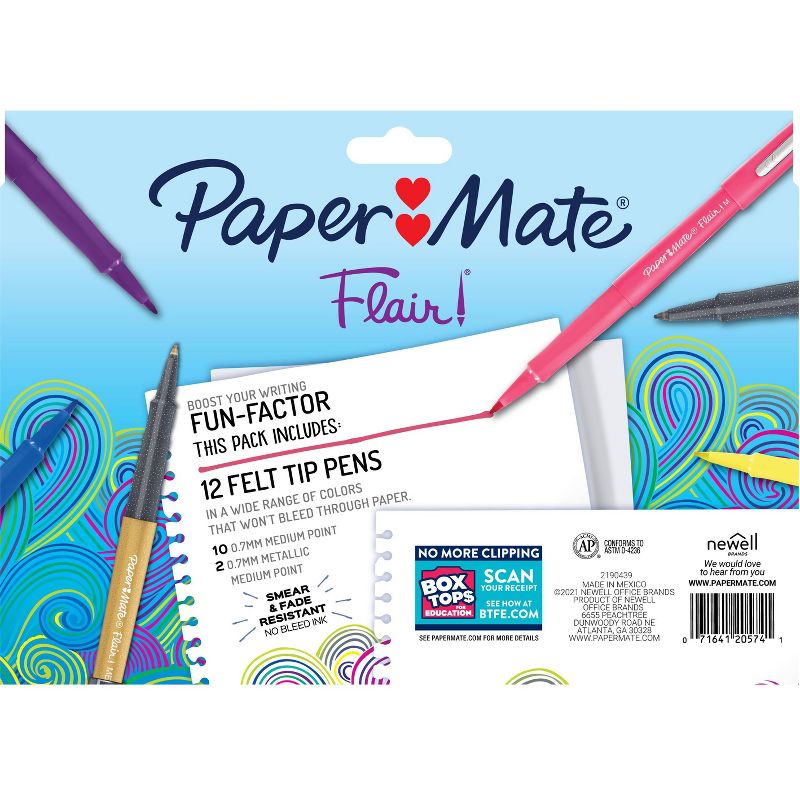 12pk Paper Mate Flair Pen Multicolored, 5 of 6