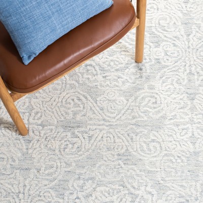 Light Grey and Ivory Hand-Tufted Wool Runner Rug