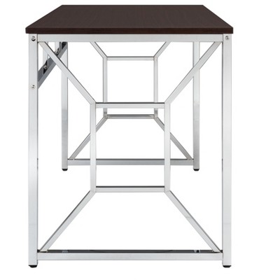 Vynxaria Office Desk MDF Top Chrome Frame Workspace with Spacious Surface Sturdy Construction