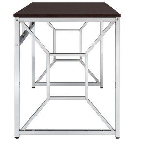 Vynxaria Office Desk MDF Top Chrome Frame Workspace with Spacious Surface Sturdy Construction - 1 of 4