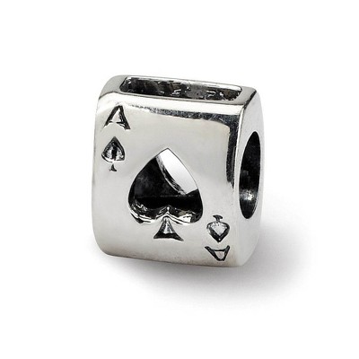 Black Bow Jewelry Sterling Silver Ace of Spades Bead Charm