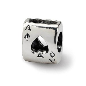 Black Bow Jewelry Sterling Silver Ace of Spades Bead Charm - 1 of 3