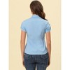 Allegra K Women's Elegant Roll-Up Short Sleeve Work Button-Down Shirts - 3 of 3