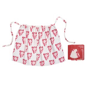 Transpac Fabric Candy Cane Hearts Apron Skirt Multicolor Kitchen Textiles for Holiday Cooking and Entertaining Gifts - 1 of 1