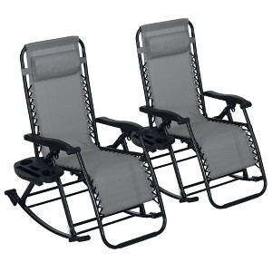 Aghana Digitals 2-Pack Zero Gravity Outdoor Rocking Chairs with Recline, Foldable Design, Pillow, - 1 of 4