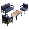ELJGET 4-Piece Outdoor Seating Set, All-Weather Patio Furniture with Table & PE Wicker, for Garden, Lawn, Poolside - 3 of 4