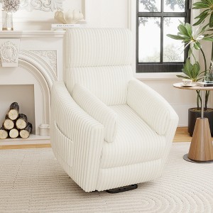 37'' Power Lift Recliner Chair, Round Plush Faux Fur Footrest,Sturdy for Living Room&Bedroom - 1 of 4