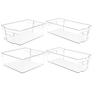J&V TEXTILES Clear Freezer Storage Organizer Bins, Set of 4, Stackable Refrigerator Containers - 1 of 4