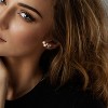 EVERLY JEWELRY | Yellow Plated Sterling Silver 1/4 CT TGW White Topaz & Cultured Freshwater Pearl Fashion Post Earrings - 4 of 4