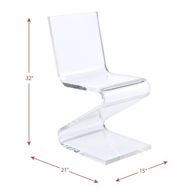 Clear Acrylic Z-Shaped Modern Side Chair
