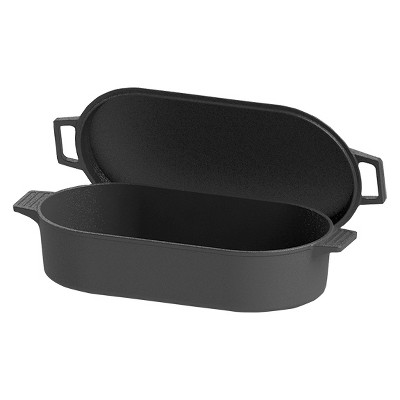 Bayou Classic Cast Iron 6qt Oval Fryer with Griddle Lid