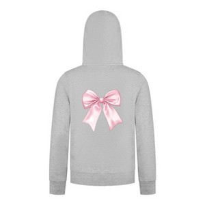 Everyday Kids Girls Collection Pink Bow Zip Up Hoodie – Cute Satin-Style Ribbon Graphic Sweatshirt - 1 of 4