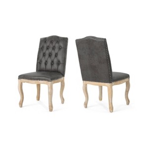 Set of 2 Delavan Traditional Upholstered Dining Chair Slate - Christopher Knight Home, Grey