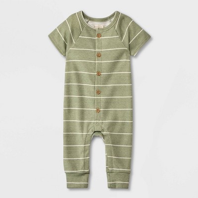 Grayson Collective Baby Ribbed Striped Short Sleeve Bodysuit - Green 0-3M