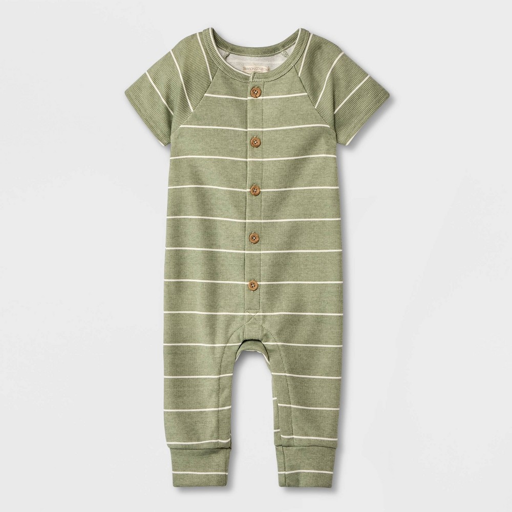 Grayson Collective Baby Ribbed Striped Short Sleeve Bodysuit - Green 3-6M (2 bodysuits)