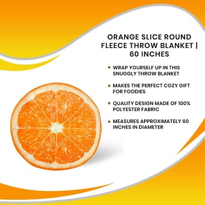 Orange Slice Round Fleece Throw Blanket with Cotton Lining