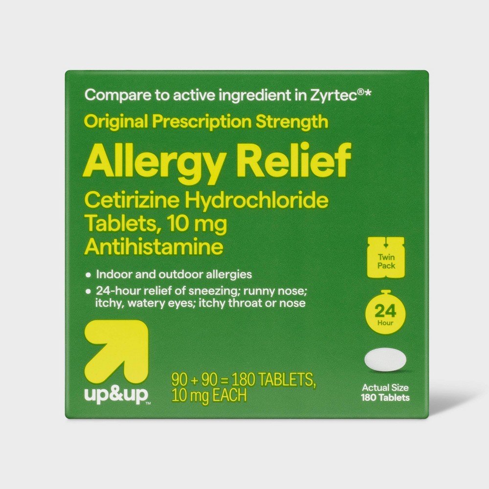 Cetirizine Hydrochloride Allergy Relief Tablets - 180ct - up&up™: Contains Antihistamine, 10mg Strength