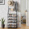 5-Tier Shoe Rack Shoe Storage for Entryway,Narrow Shoe Rack,Coat and Shoe Rack with 8 Hooks - 2 of 4