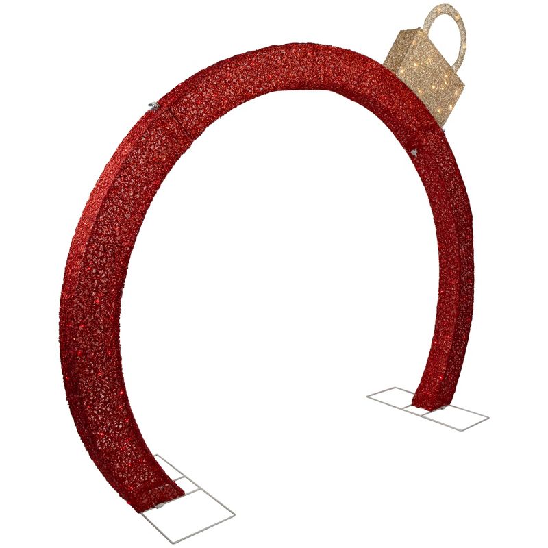 Northlight 4.25' Red LED Lighted Ornament Arch Outdoor Christmas Decoration - Warm White Lights, 3 of 8