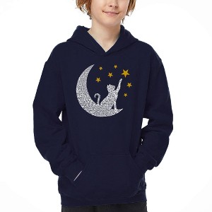 LA Pop Art Cat Moon - Boy's Word Art Hooded Sweatshirt - 1 of 4