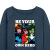 Women's - Marvel - Be Your Own Hero Lightweight French Terry Wide Neck Long Sleeve Shirt - 2 of 4