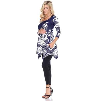 Maternity Scoop Neck Ganette Tunic with Pockets - White Mark