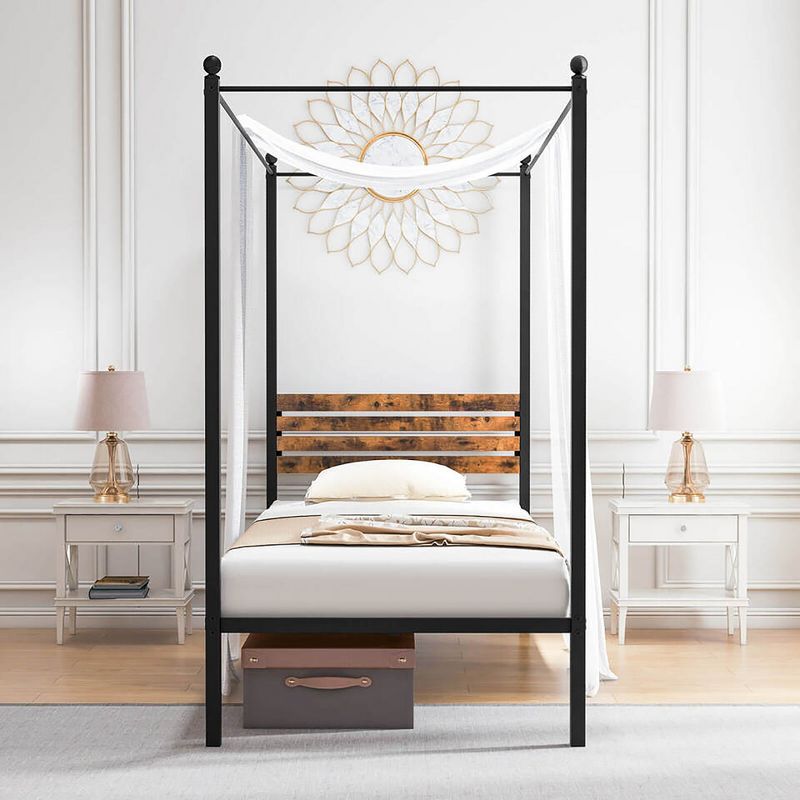 Tangkula Twin/Full/Queen Size 4-Post Canopy Bed Frame Rustproof Metal Noise-free with Foot Pads, 3 of 11