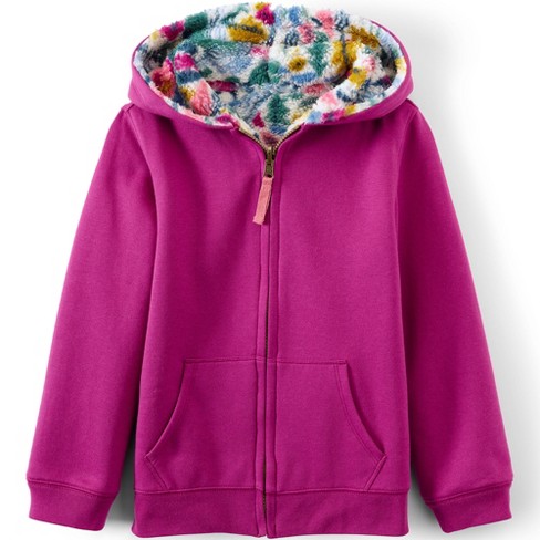 Lands' End Kids Reversible High Pile Fleece Hoodie - Large - Lilac