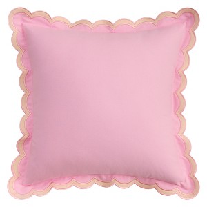REGALWOVEN Cotton Throw Pillow Covers with Scalloped Wavy Edge Designs for Sofa Couch Living Room Home Decor 18 x 18 Inch 1 Pc - 1 of 4
