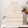 Waffle Textured Stripes Zero Twist Cotton Medium Weight Towel Set by Blue Nile Mills - 2 of 4