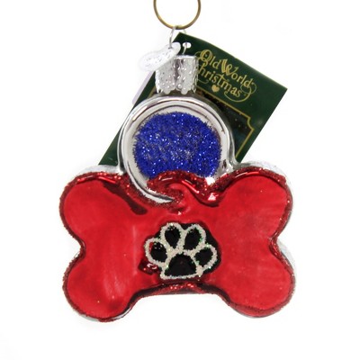 Old World Christmas 3.0" Dog Tag Pets Name Owner Id  -  Tree Ornaments